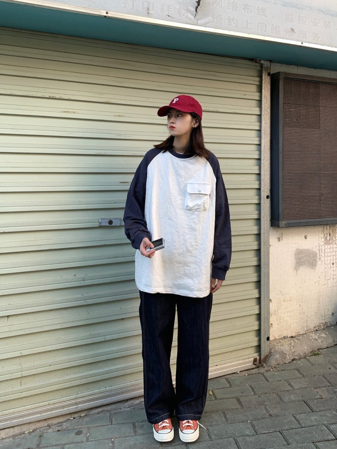 コントラストカラー長袖Ｔシャツ    N37